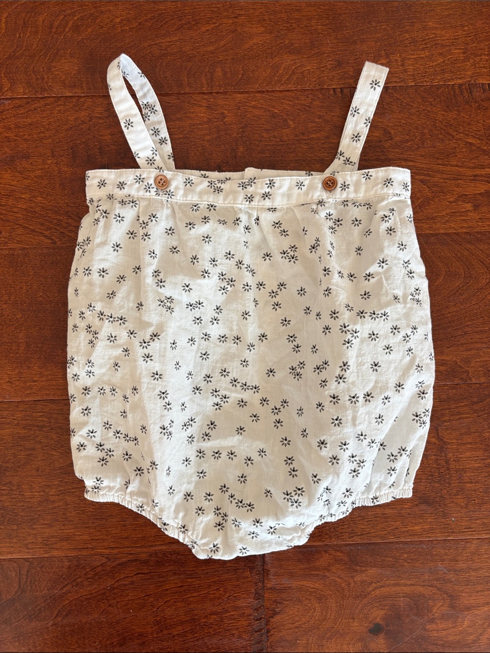 Kids Floral Linen-Blend One-Piece Romper in Cream